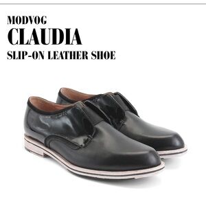 John Fluevog Black Claudia Slip-On Leather Loafers